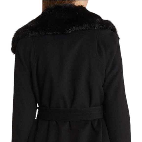Cole Haan Signature Slick Wrap Coat with Faux Fur Trim - Picture 5 of 16